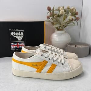 Gola Coaster Low Top Lace Up Canvas Sneaker Toe Cap Off White/Sun Women 8 NWB